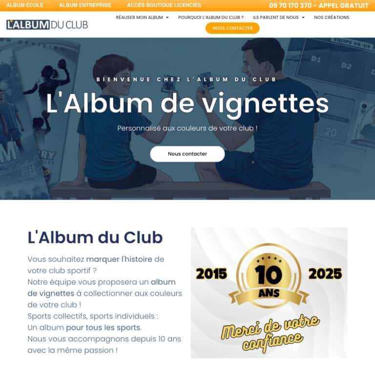 Página web de álbumes deportivos personalizados.
