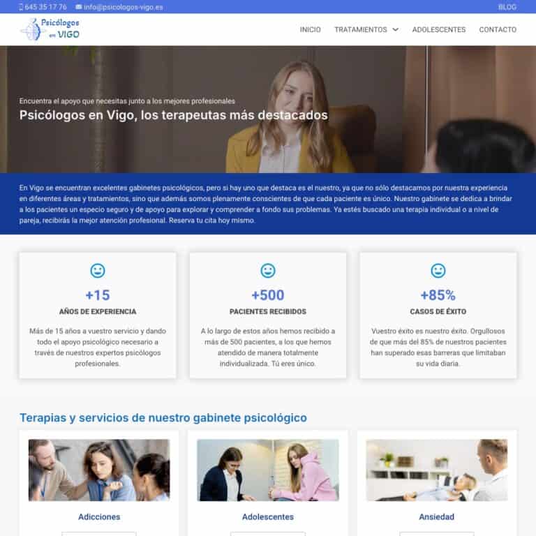 Página de inicio de psicólogos en Vigo, España