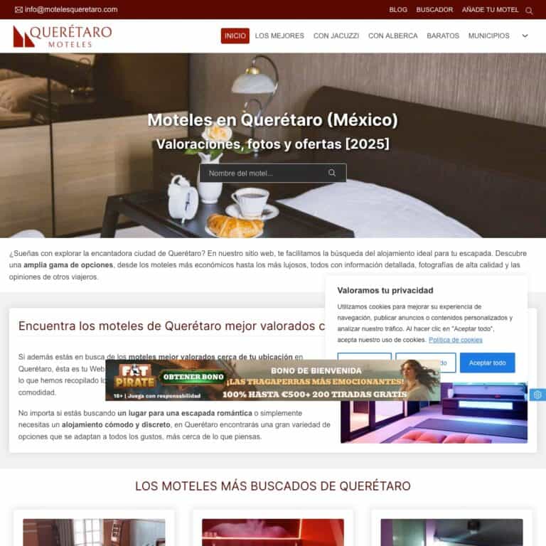 Página web de moteles en Querétaro, México.
