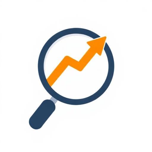 Gráfico ascendente dentro de una lupa