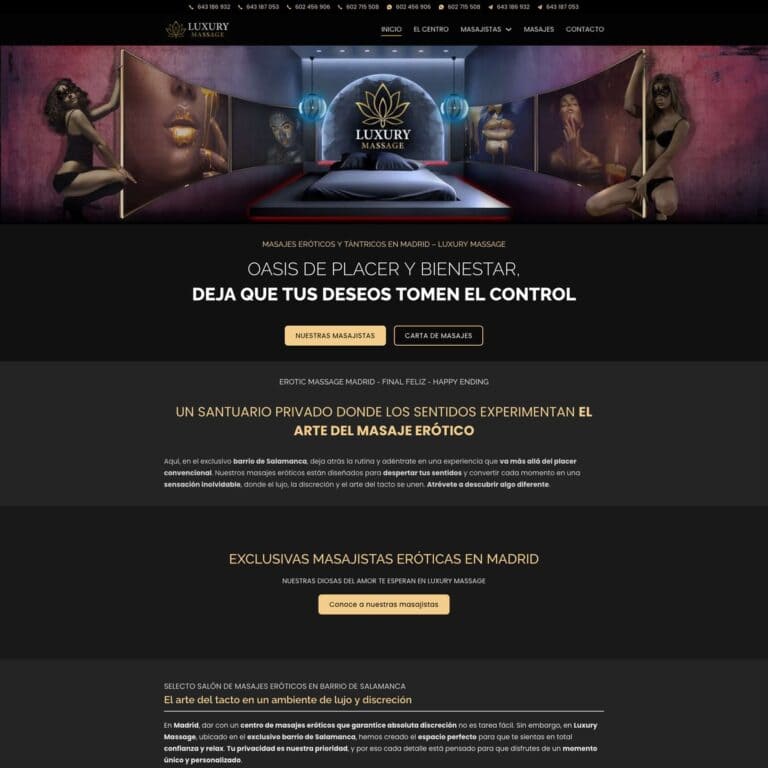 Spa de masajes eróticos en Madrid con ambiente lujoso.