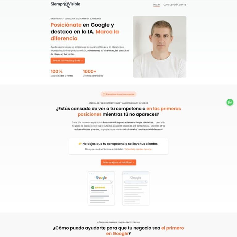 Página de consultoría SEO para mejorar visibilidad online.